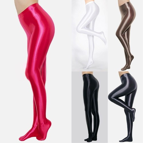 Herren ölige Nachtclub Tanz offene Strümpfe Strumpfhose Satin glänzend Damen - Picture 3 of 17