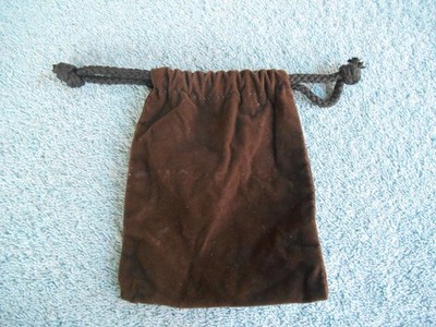 VINTAGE BROWN FELT DRAWSTRING GIFT Bag 4-1/4'' x 5-1/4'' TALL.