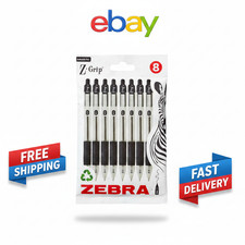 Image of Zebra Pen Z Grip Black Ballpoint Pens with Pocket Clip 8pk Retractable Black Ink