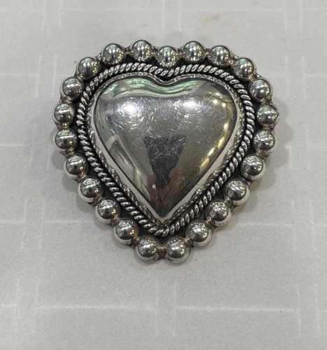 STERLING SILVER HEART Pin Brooch/Pendant 25 Grams