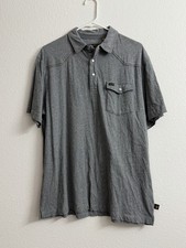 Howler Bros Ranchero Polo Shirt Mens L Gray Short Sleeve Pearl Snap Western