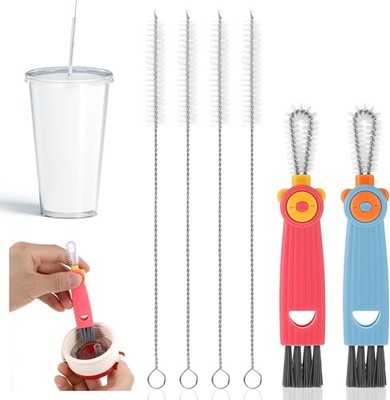 Straw Cleaner Brush Kit 6 Pieces 3 in 1 Cup Lid Cleaning Brush with 304