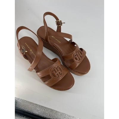 Summer　SALE　⑧ Tommy Hilfiger Women's Brown Raffia Platform Wedge Sandals Sz 8 | eBay