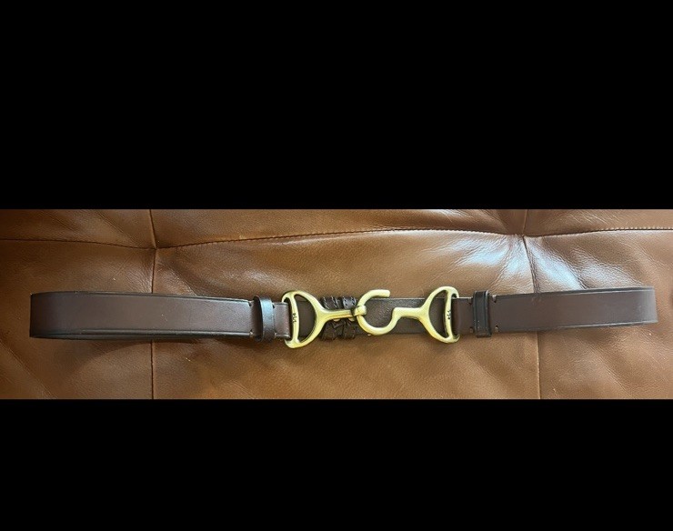 Ralph Lauren Brown Leather Horsebit Gold Hook Belt L/XL | eBay display picture 2