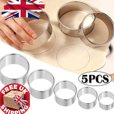 5Pcs Round Stainless Steel Biscuit Cutter Dumpling Skin Mould Pastry Baking Tool