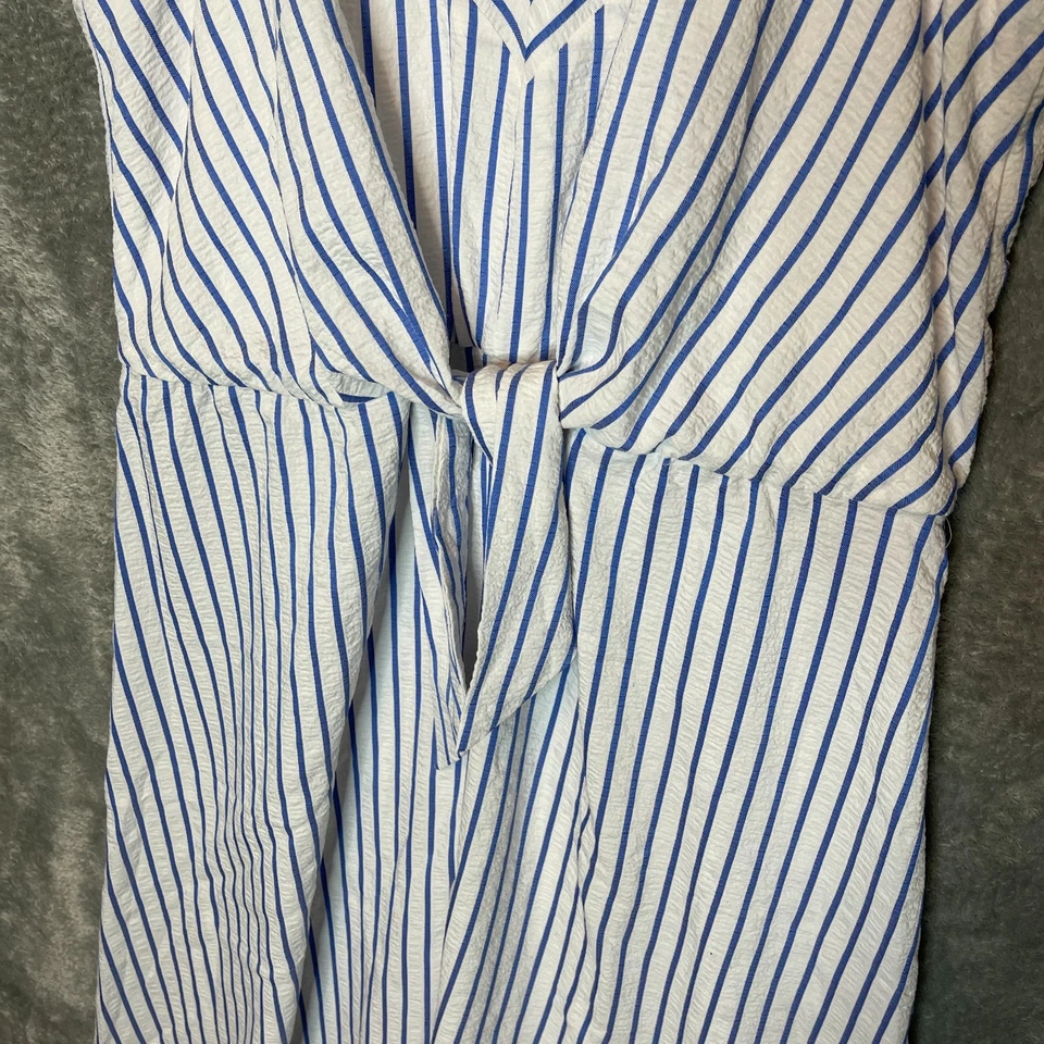 Vestido midi London Times para mujer a rayas costero náutico preppy ojo de cerradura nudo 16 Foto 4 de 4