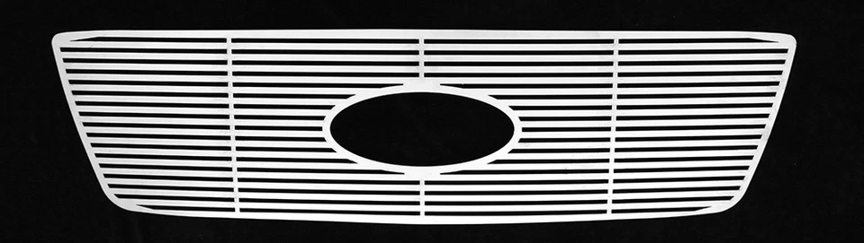 Se adapta a Ford F-150 2004-2008 estilo panal con logotipo mostrar rejilla superior de acero inoxidable Foto 3 de 3