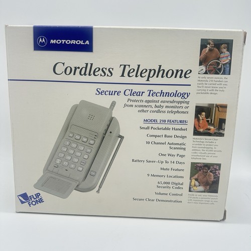 Motorola Flip Fone Cordless Telephone Model 210 Secure Clear *Read Description - Afbeelding 6 van 19