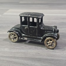Vintage Cast Iron Car, 2 Door , Black Model T, Stamped 1494 2