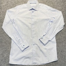 ETON Mens 42 16.5 Blue Check Dress Shirt Contemporary Fit 100 Cotton