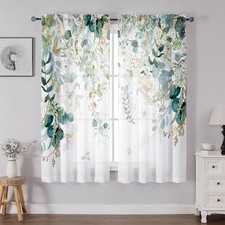 Green Eucalyptus Leaves 42"W x 63"L Pack of 2 Green Eucalyptus Curtain