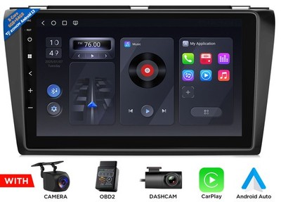 9'' QLED 6+64 Android Auto Car Stereo Receiver GPS Navi for Mazda 3 04-09 Upgrade