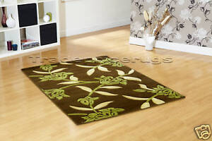 New Large Chocolate Brown Lime Green, Bright Green Rug