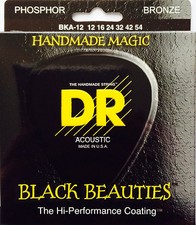 DR BKA-12 Black Beauties Coated Acoustic Guitar Strings 12-54 medium