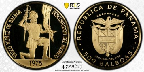 1975 FM Panama 500 Balboas Gold Proof  PCGS PR69DCAM In LARGE PCGS HOLDER - Picture 1 of 5