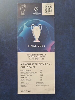 RARE TICKET 2020/2021 CHAMPIONS LEAGUE FINAL MANCHESTER CITY