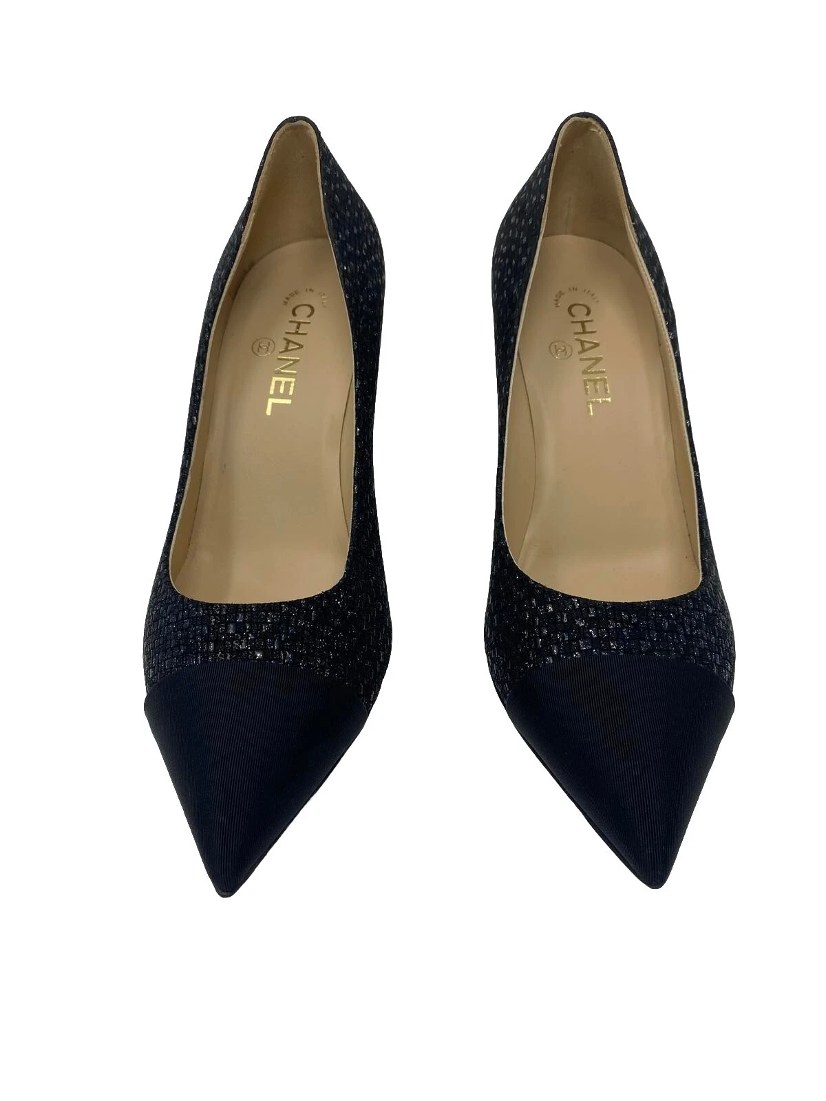 Scarpe Chanel decolte a punta G33085 Gabrielle Coco nere tweed taglia 41