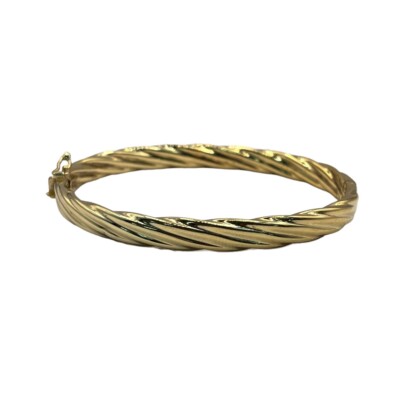 9ct 9k Yellow Gold Oval Twist Pattern Bangle 61mm x 52mm 6mm Wide 9.76 Grams New