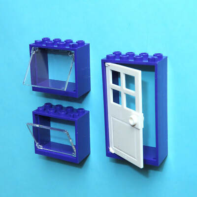 New Purple Lego 2x4x3 Window 2x4x6 Door Frame Clear Gold Lattice Blue White Pane