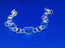 925 sterling silver heart bracelet. Valentines. Wedding. Romance.