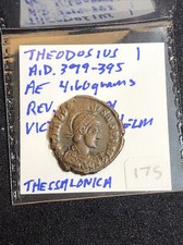 ancient rome Theodosius  I A.d. 379-395 Ae Copper Galley Rev.  victory at helm