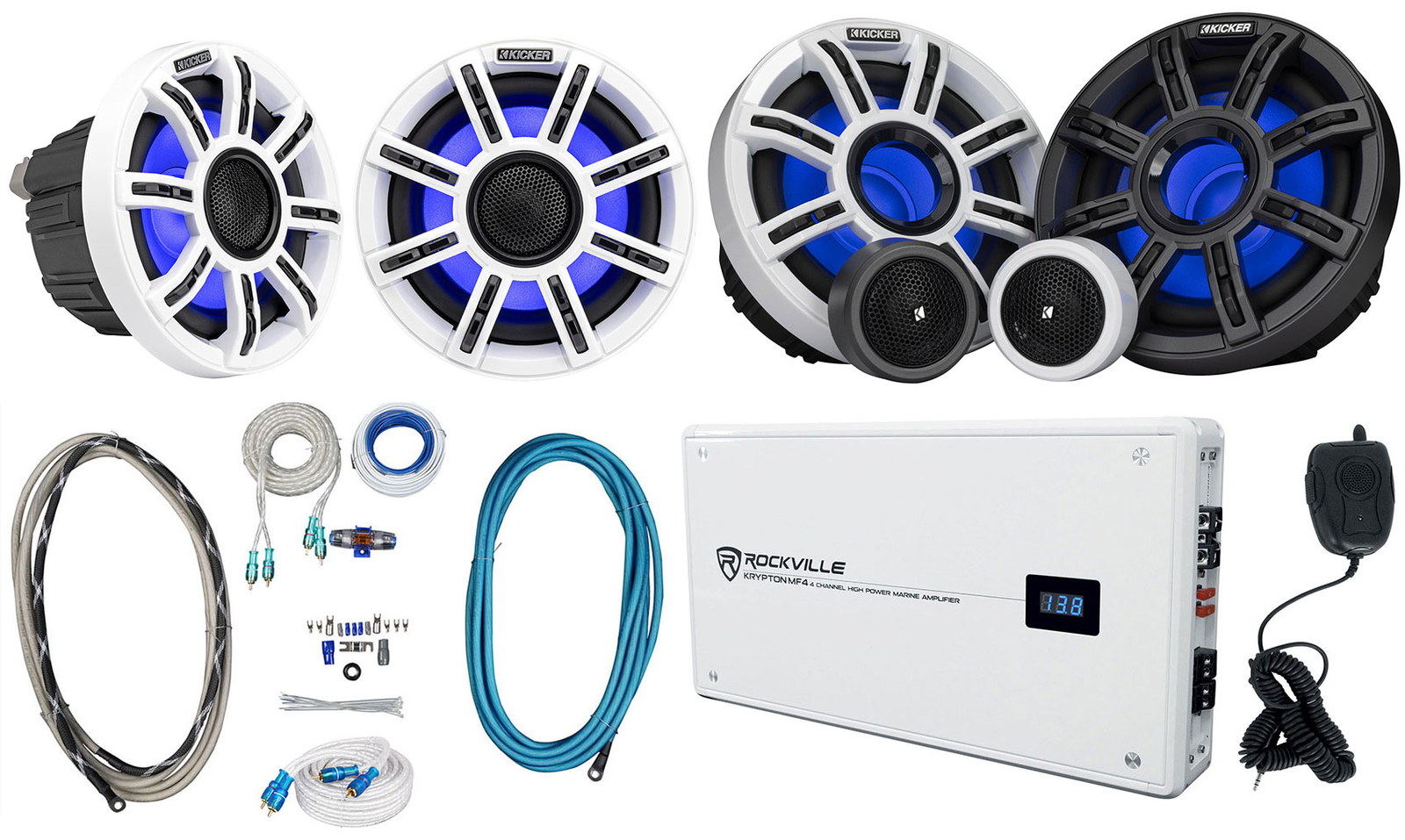 2 Морских динамика KICKER 51MSC65 MSC65 65 Компонентные динамики Усилитель Комплект усилителей