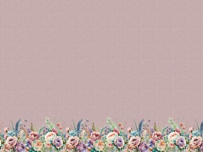 Jersey Stoff Blumen Bordüre altrosa Shiny Blossom Meterware DUSTY ROSE by Jessy