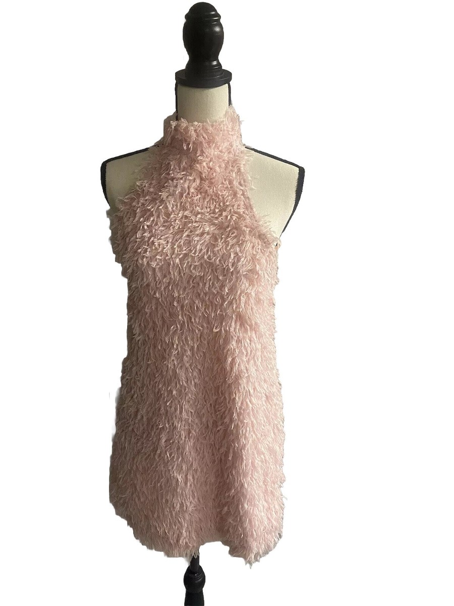 Zara Light Pink Feather Halter Mini Dress | eBay