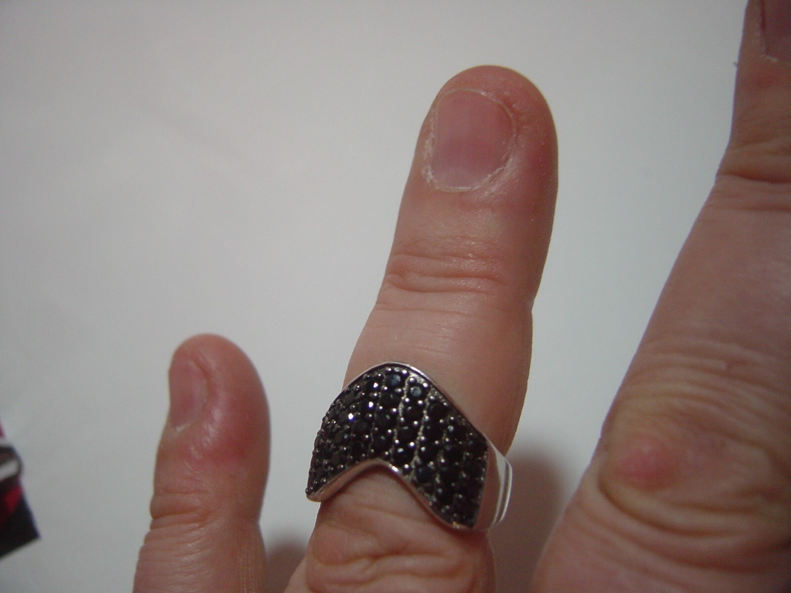 incredible solid Silver wish bone Ring-superb bla… - image 5