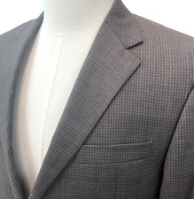 Vintage Hickey Freeman Blazer Mens 42R Gray Micro Check Wool Suit Jacket Modern
