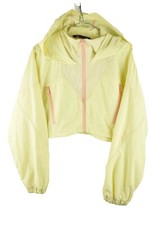 Zara Womans Cropped Yellow Rain Track Jacket Size L Shell Sports Coat