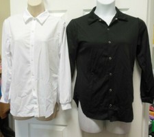 BLack White SNAPFRONT LONG SLEEVE DANCE SHIRT Knit polyester ch/ladies/Mens