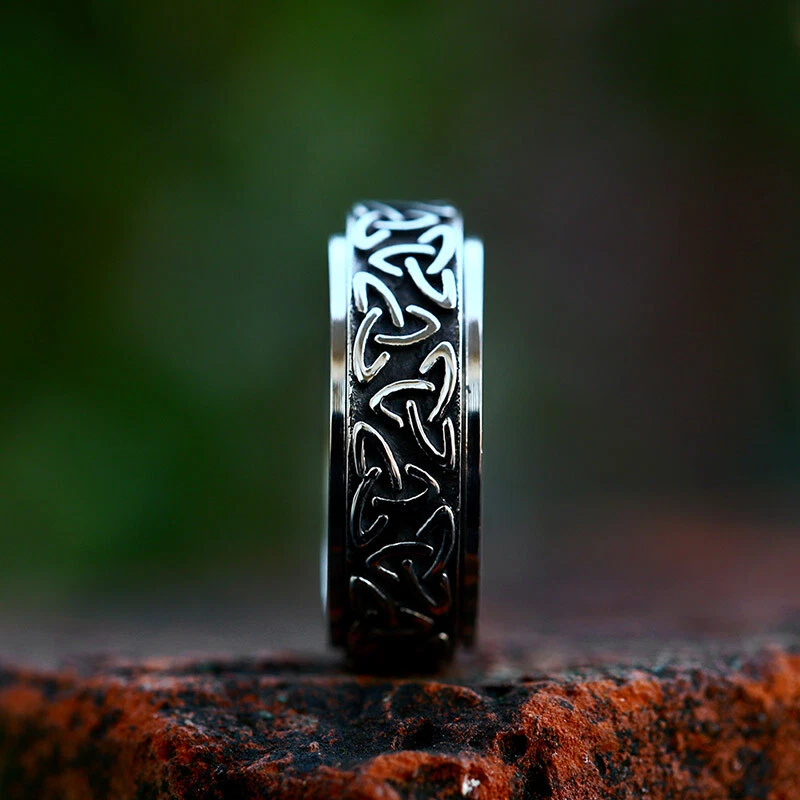 Vintage Viking Celtic Knot Spinning Ring Titanium Men Women Retro Spinner Band - Image 3 of 4