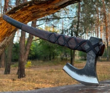 Viking axe hand forged high carbon steel Ragnar Lodbrok ax W108 28.14" 3.52lb