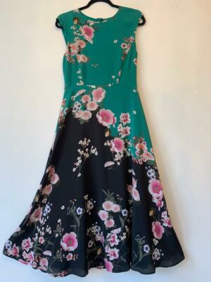 MAX MARA DRESS STUDIO FLORAL PRINT MIDI 100% PURE SILK Sz 42 IT  US 8  SUMMER