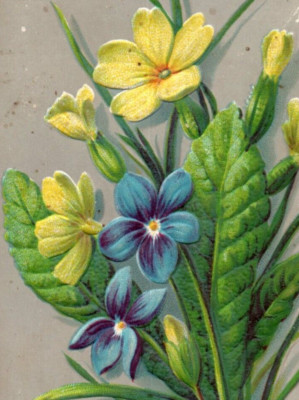 1880s Embossed Victorian Easter Card Poem & Flowers F142
