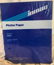Plotter Paper 50 Sheets  8.5” x 11” Inmac # 5063 * Made in USA * Sealed NIB *