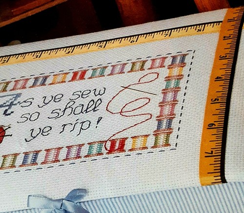Cross Stitch Pattern AS YE SEW So Shall Ye Rip Tomato Pin Cushion Ruler Spools - Picture 6 of 9