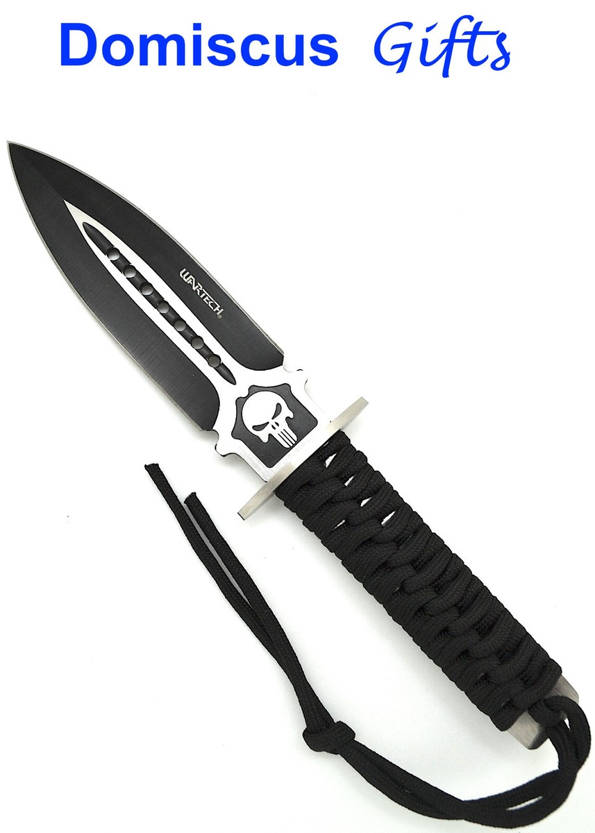 Black WarTech Fixed Blade Punisher Double Edge Hunting Knife Full