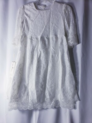 Girls easter Dress short Sleeves girls size 12 lace overlay empire waist |  eBay