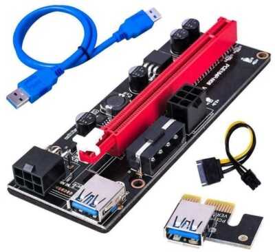 VER009S PCI-E Riser Card PCIe 1x to 16x USB 3.0 Data Cable GPU Mining Lot New 