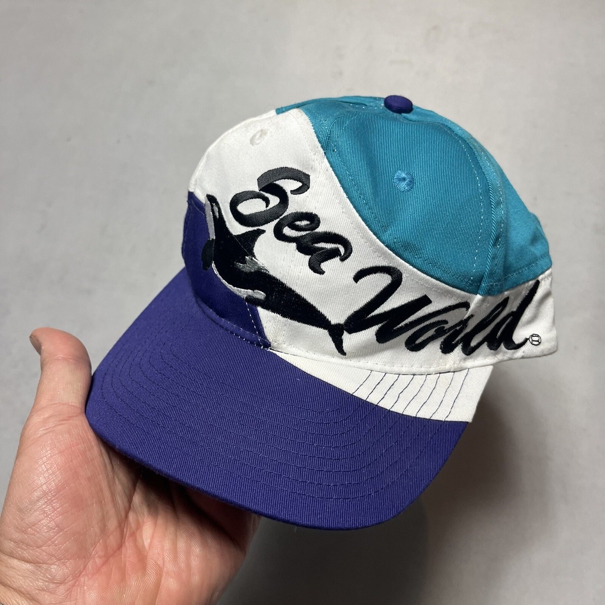 Vintage 90s Sea World Shamu Killer Whale Snapback Hat Cap Wave | eBay