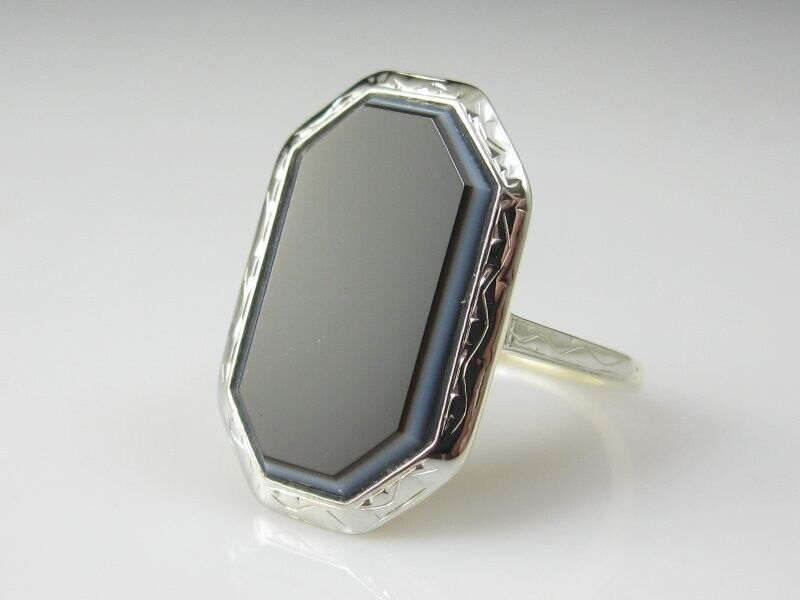 Vintage Ring Retro Estate Banded Agate 14K Two-To… - image 12