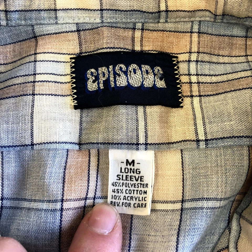 Camisa Rockabilly Mod Manga Larga Cuadros SOMBRA Marrón Azul Episodio Años 50 60 De Colección M Foto 3 de 4