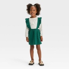NEW Toddler Girls' 2pc Long Sleeve Skirtall Set, Green - Cat Jack