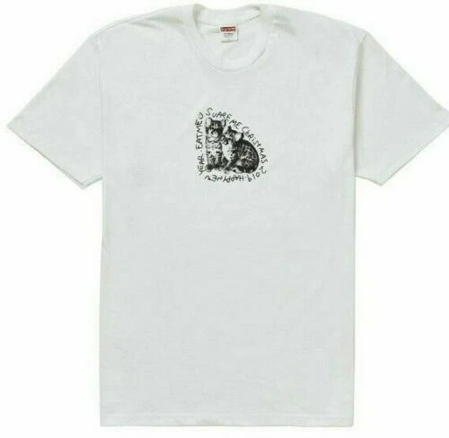 T shirt homme Supreme Eat Me Cat Logo Print ? Taille S blanc Noël FW19T57