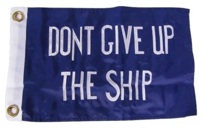 12x18 Embroidered Commodore Perry Don't Give Up Ship Synthetic Cotton Flag Clips