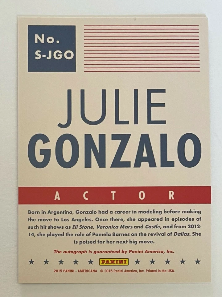 2015 Panini Americana Julie Gonzalo Auto Red "Dodgeball/Dallas/Veronica Mars" - Image 2 of 2