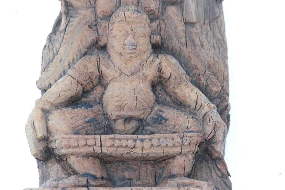 Panel Sadhu de madera tallado antiguo vintage raro decoración del hogar coleccionable Foto 3 de 4