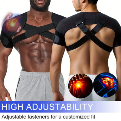 Double Shoulder Brace Torn Rotator Cuff Adjustable Support Sleeve Pain Relief